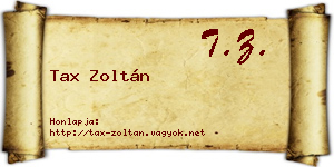 Tax Zoltán névjegykártya